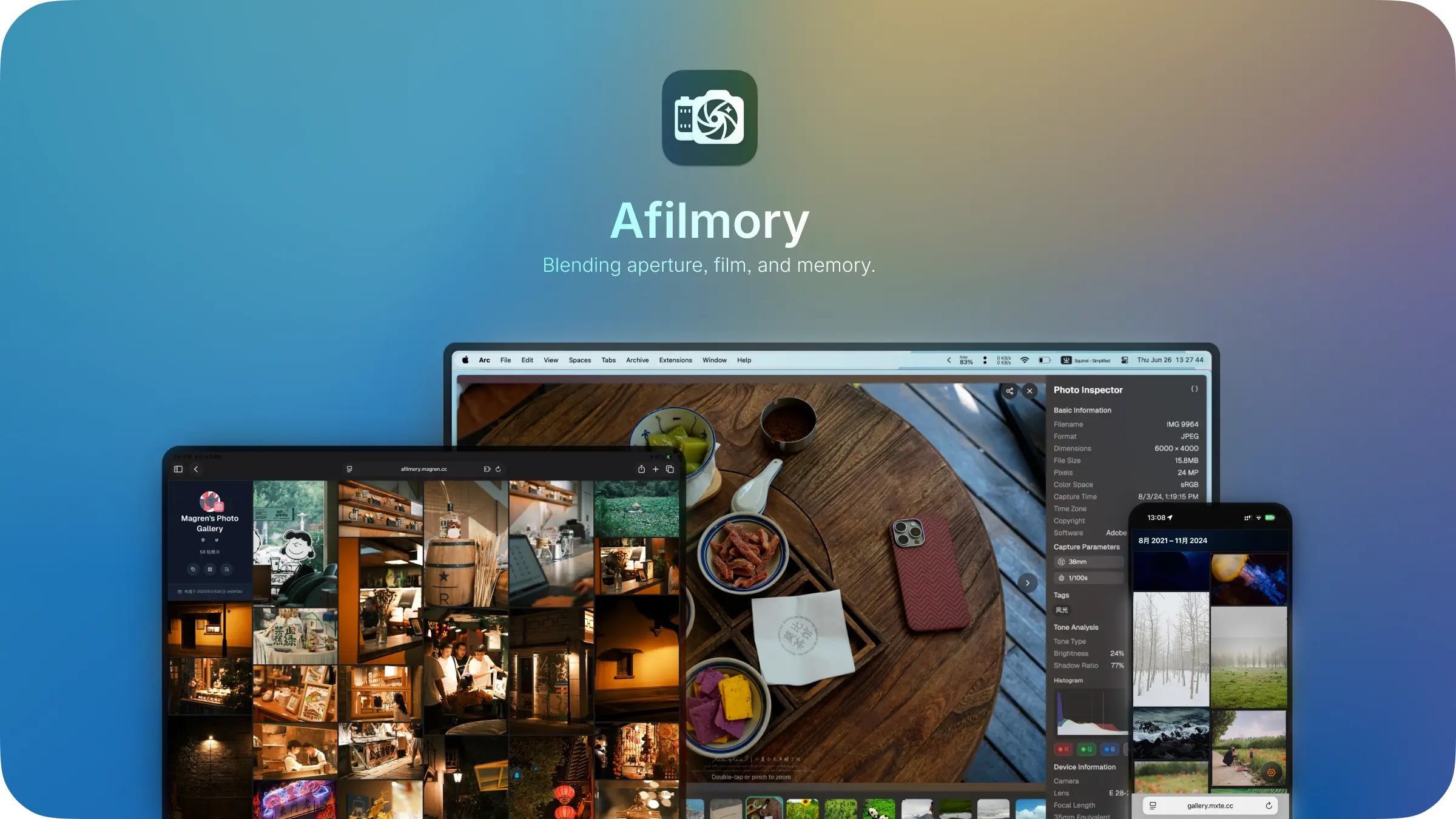 Afilmory：个人摄影网站，使用 React + TypeScript 构建的现代照片库