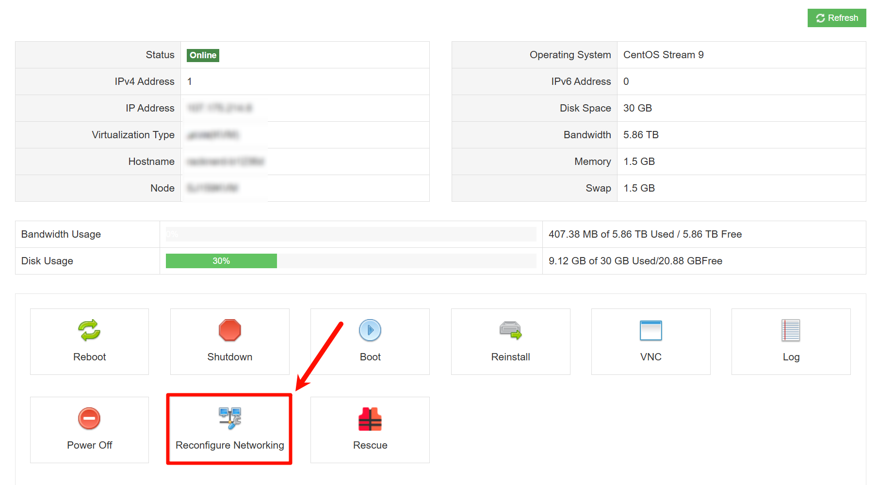 Reconfigure Networking